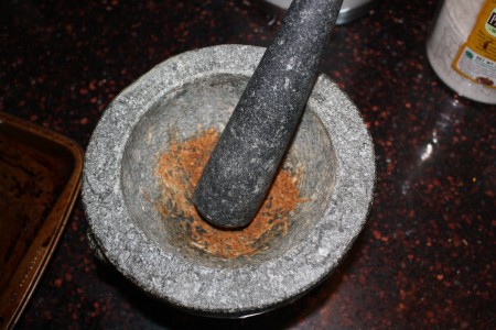 Nutmeg in Mortar with Pestle
